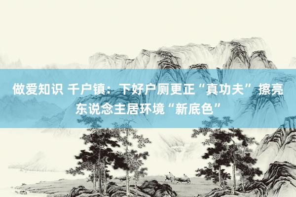做爱知识 千户镇：下好户厕更正“真功夫” 擦亮东说念主居环境“新底色”