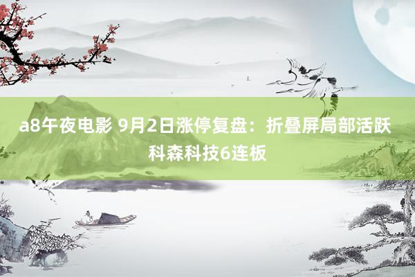 a8午夜电影 9月2日涨停复盘：折叠屏局部活跃 科森科技6连板