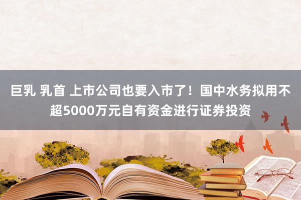 巨乳 乳首 上市公司也要入市了！国中水务拟用不超5000万元自有资金进行证券投资