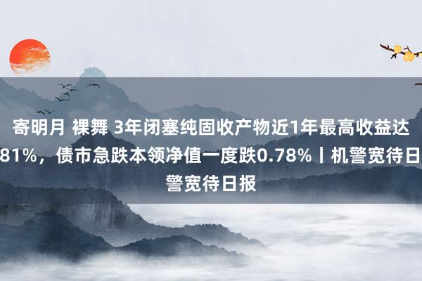 寄明月 裸舞 3年闭塞纯固收产物近1年最高收益达6.81%，债市急跌本领净值一度跌0.78%丨机警宽待日报