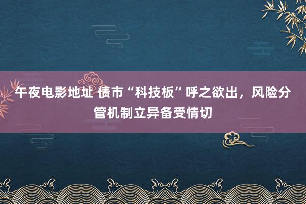 午夜电影地址 债市“科技板”呼之欲出，风险分管机制立异备受情切
